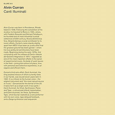 Alvin Curran - Canti Illuminati